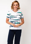 Anonymous Stripe with Rhinestone Detail T-Shirt, White Multi