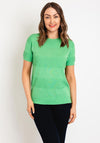Natalia Collection Rhinestone Ribbed Detail Sweater, Green