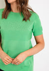 Natalia Collection Rhinestone Ribbed Detail Sweater, Green