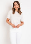 Natalia Collection Rhinestone Ribbed Detail Sweater, Ivory.