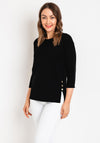Natalia Collection Button Detail Sweater, Black