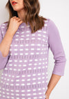 Natalia Collection Round Neck Print Sweater, Lilac & White