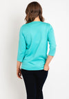 Natalia Collection Round Neck Print Sweater, Mint & White