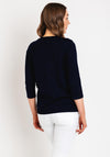 Natalia Collection Round Neck Print Sweater, Navy & White