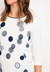 Natalia Collection Rhinestone Circle Print Sweater, Ivory