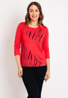 Natalia Collection Rhinestone Print Sweater, Coral