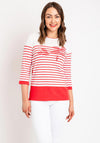 Natalia Collection Rhinestone Striped Sweater, Coral & Ivory