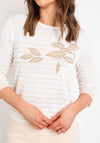 Natalia Collection Rhinestone Striped Sweater, Beige & Ivory