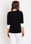 Natalia Collection Rhinestone Detail Sweater, Black