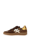 Another Trend Leather Snake Printed Trainers, Brown