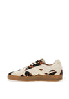 Another Trend Leather Cow Printed Trainers, Tan