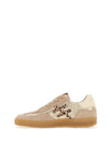 Another Trend Leather Metallic Print Trainers, Beige