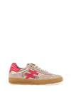 Another Trend Leather Metallic Print Trainers, Light Tan & Pink