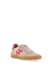 Another Trend Leather Metallic Print Trainers, Light Tan & Pink