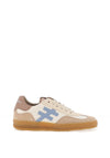 Another Trend Distressed Leather Trainers, Natural & Sky Blue