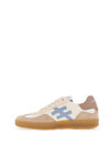 Another Trend Distressed Leather Trainers, Natural & Sky Blue