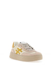 Another Trend Leather Mirror Effect Trainers, Linen & Gold