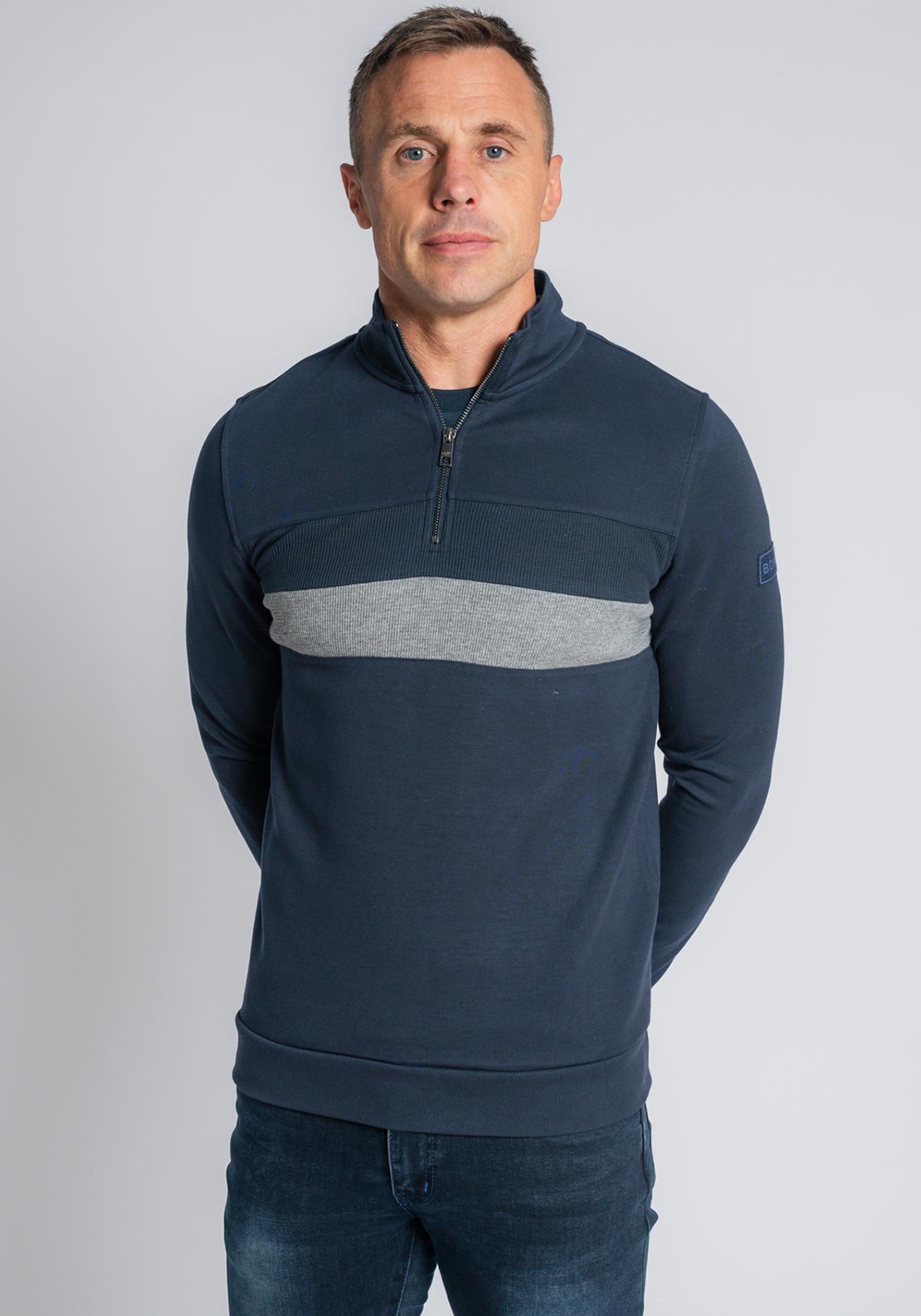 XV Kings By Tommy Bowe Anthem Half Zip Sweatshirt, Navy & Grey