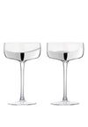 Anton Studio Designs Wave Set of 2 Champagne Saucers, Silver