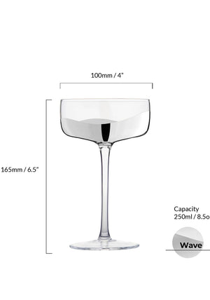 Anton Studio Designs Wave Set of 2 Champagne Saucers, Silver