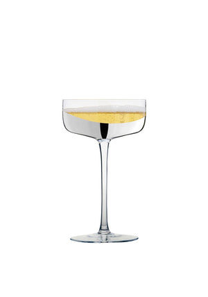 Anton Studio Designs Wave Set of 2 Champagne Saucers, Silver