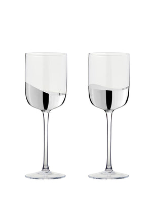 Anton Studio Designs Wave Set of 2 Wine Glasses, Silver