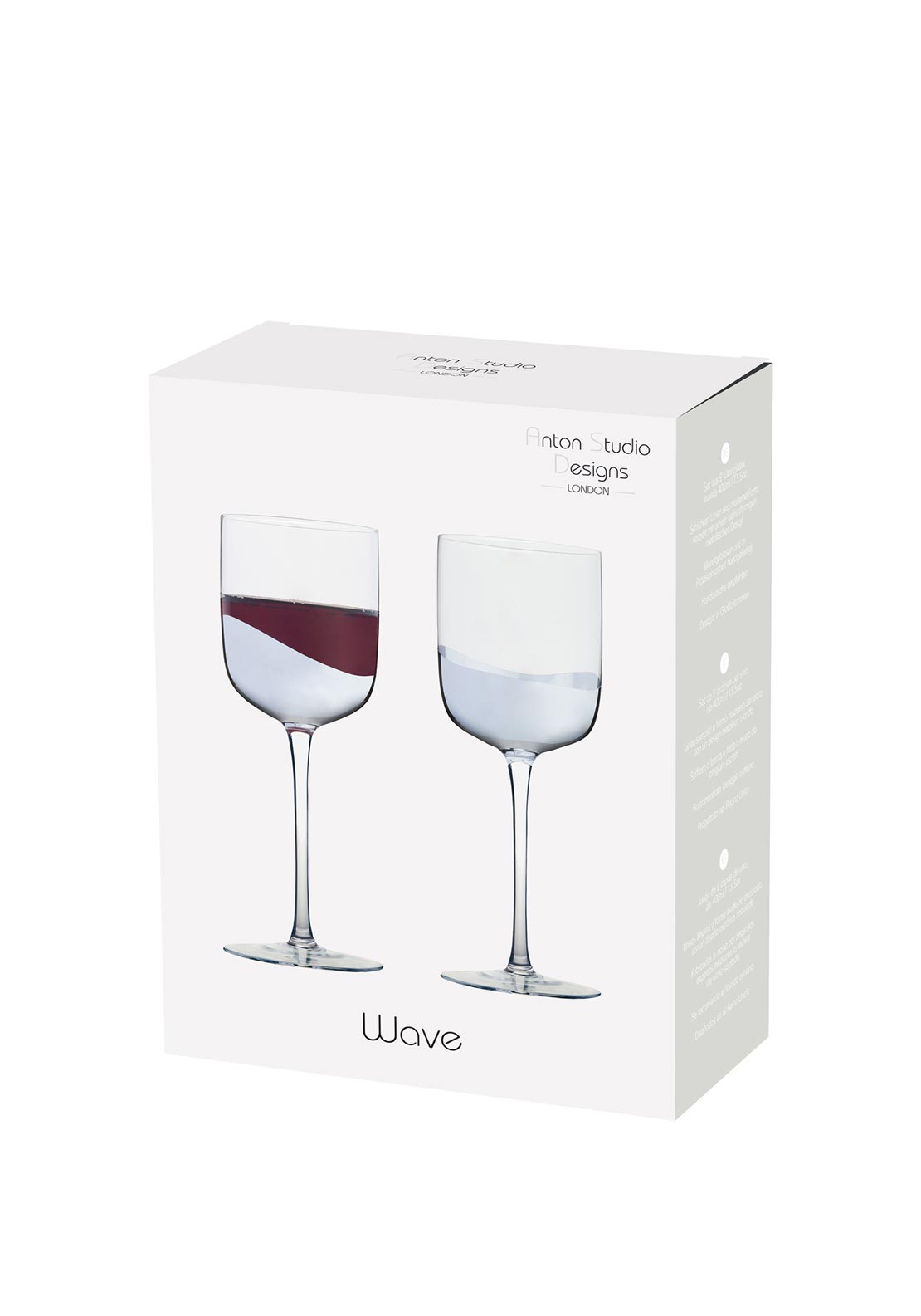 Anton Studio Designs Wave Set of 2 Wine Glasses, Silver