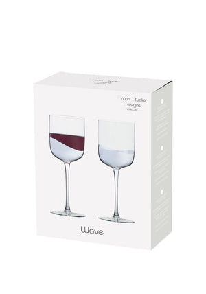 Anton Studio Designs Wave Set of 2 Wine Glasses, Silver
