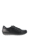 Ara Pebble Wide Fit Leather Side Zip Trainers, Black