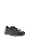 Ara Pebble Wide Fit Leather Side Zip Trainers, Black