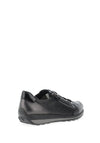 Ara Pebble Wide Fit Leather Side Zip Trainers, Black