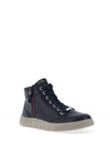 Ara Leather Side Zip High Top Trainers, Navy
