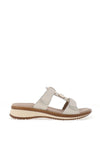 Ara Leather Logo Slip on Mule Sandals, Cream