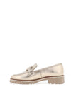 Ara Pebble Wide Fit Metallic Leather Loafers, Sand