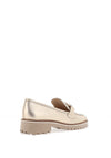 Ara Pebble Wide Fit Metallic Leather Loafers, Sand