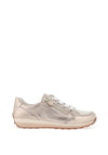 Ara Pebble Wide Fit Leather Side Zip Trainers, Sand