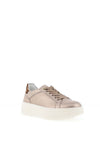 Ara Pebble Wide Fit Metallic Leather Platform Trainers, Sand