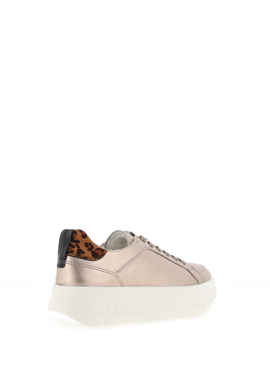 Ara Pebble Wide Fit Metallic Leather Platform Trainers, Sand
