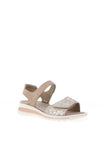 Ara Tampa Shimmering Leather Velcro Strap Sandals, Sand