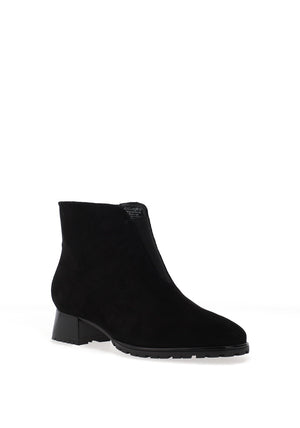 Ara Suede H Fit Block Heel Ankle Boot, Black