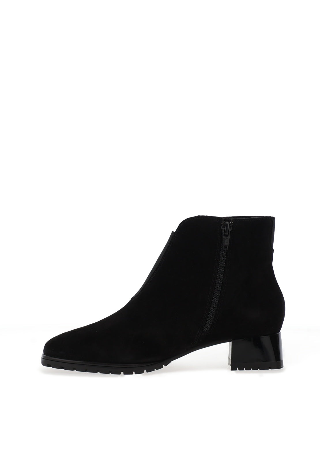 Ara Suede H Fit Block Heel Ankle Boot, Black