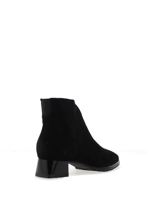 Ara Suede H Fit Block Heel Ankle Boot, Black