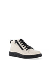 Ara Leather Side Zip High Top Trainers, Cream