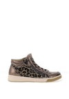 Ara Wide Fit Animal Print Leather Side Zip High Top Trainers, Grey