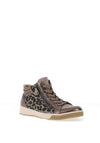 Ara Wide Fit Animal Print Leather Side Zip High Top Trainers, Grey
