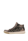 Ara Wide Fit Animal Print Leather Side Zip High Top Trainers, Grey