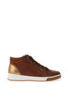 Ara Wide Fit Suede Patent Trim Hi Top Trainers, Nuts & Whiskyr