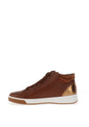 Ara Wide Fit Suede Patent Trim Hi Top Trainers, Nuts & Whiskyr