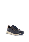 Ara Osaka 2.0 Leather Side Zip Trainers, Navy Blue & Tan