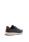 Ara Osaka 2.0 Leather Side Zip Trainers, Navy Blue & Tan